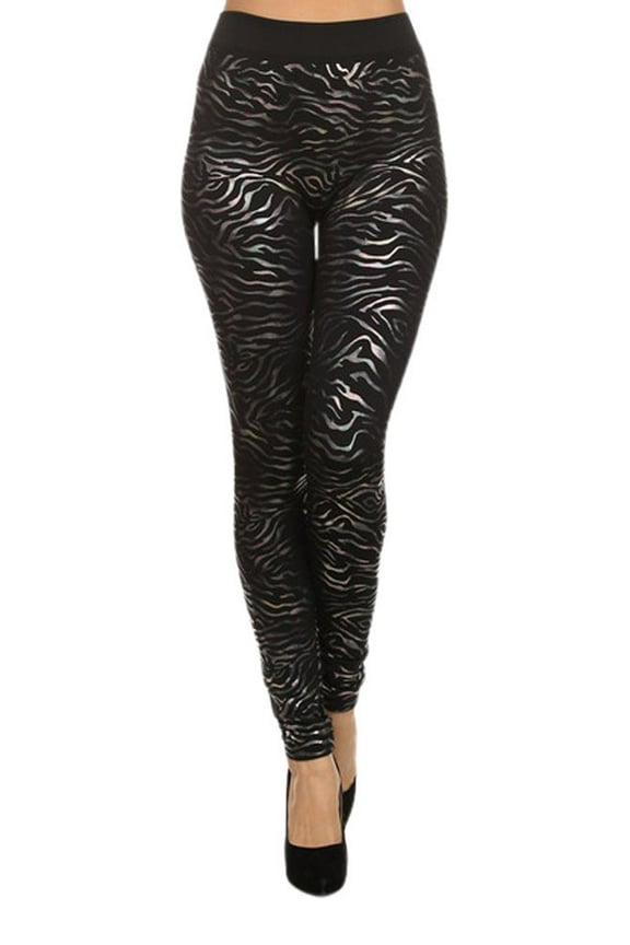 Women's Metallic Striped Print Leggings