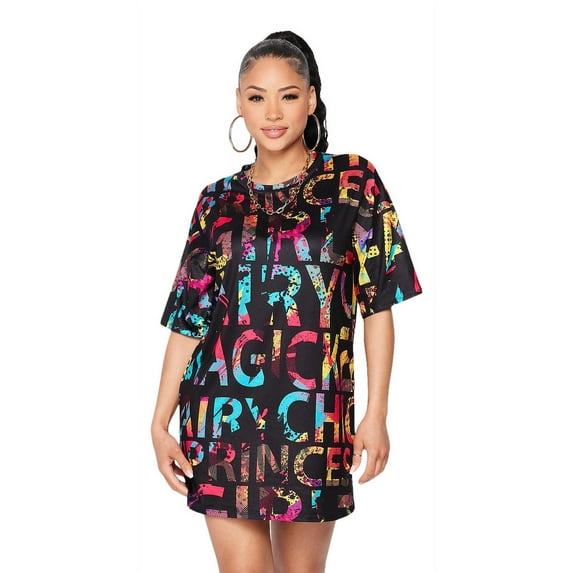 2Chique Boutique Women's Multicolor Printed Tunic Dress