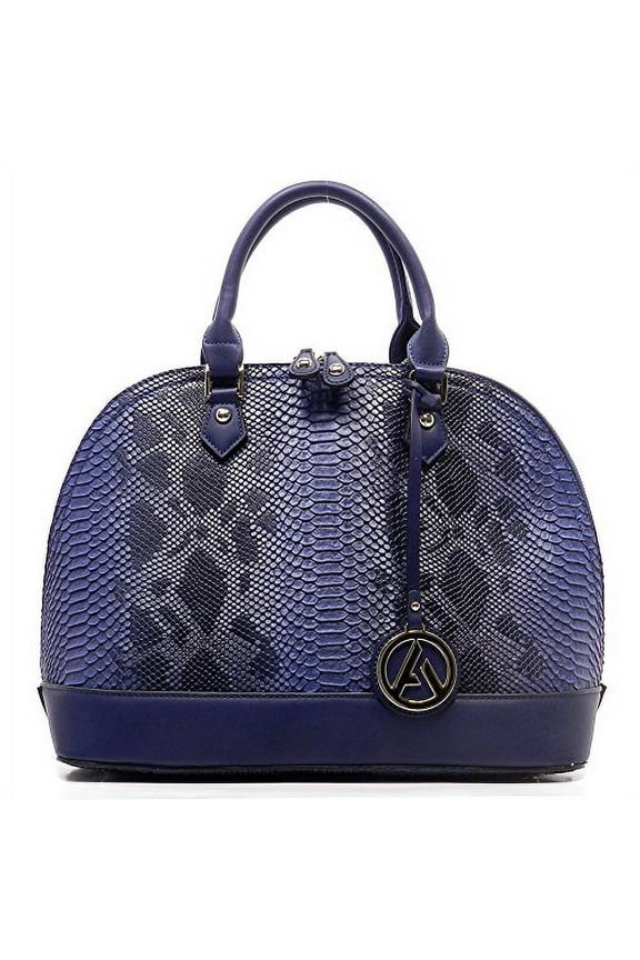 Women's Navy Blue Python Dome Satchel