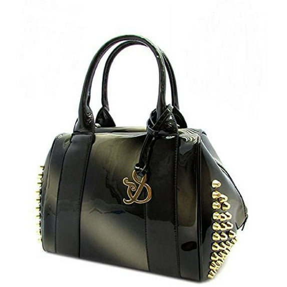 2Chique Boutique Women's Patent Leather Satchel with Side Studs