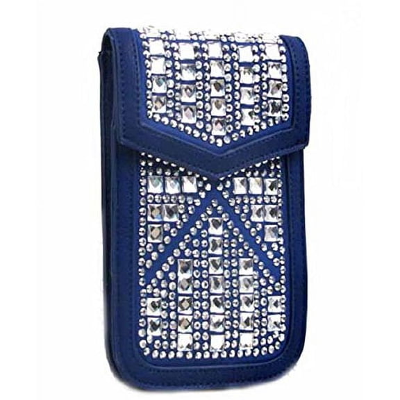 2Chique Boutique Women's Rhinestone Bling Cell Phone Case and Cross Body Bag (Blue)