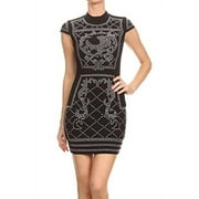 2Chique Boutique Womens Rhinestone Studded Black Body Con Dress small