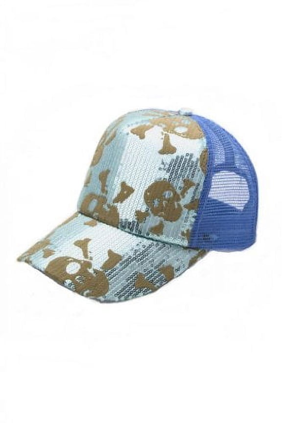 Women's Sequin Baseball Cap O/S Blue