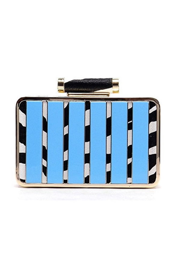 Women's Zebra Stripped Blue Evening Bag
