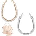 thumbnail image 1 of 2Colors 16Inch Plastic Imitation Pearl Beaded Double Strand Bag Handles with Iron Cable Chain Swivel Clasp for DIY Accessory Handbag Purse Chain Replacement Platinum and Golden, 1 of 5