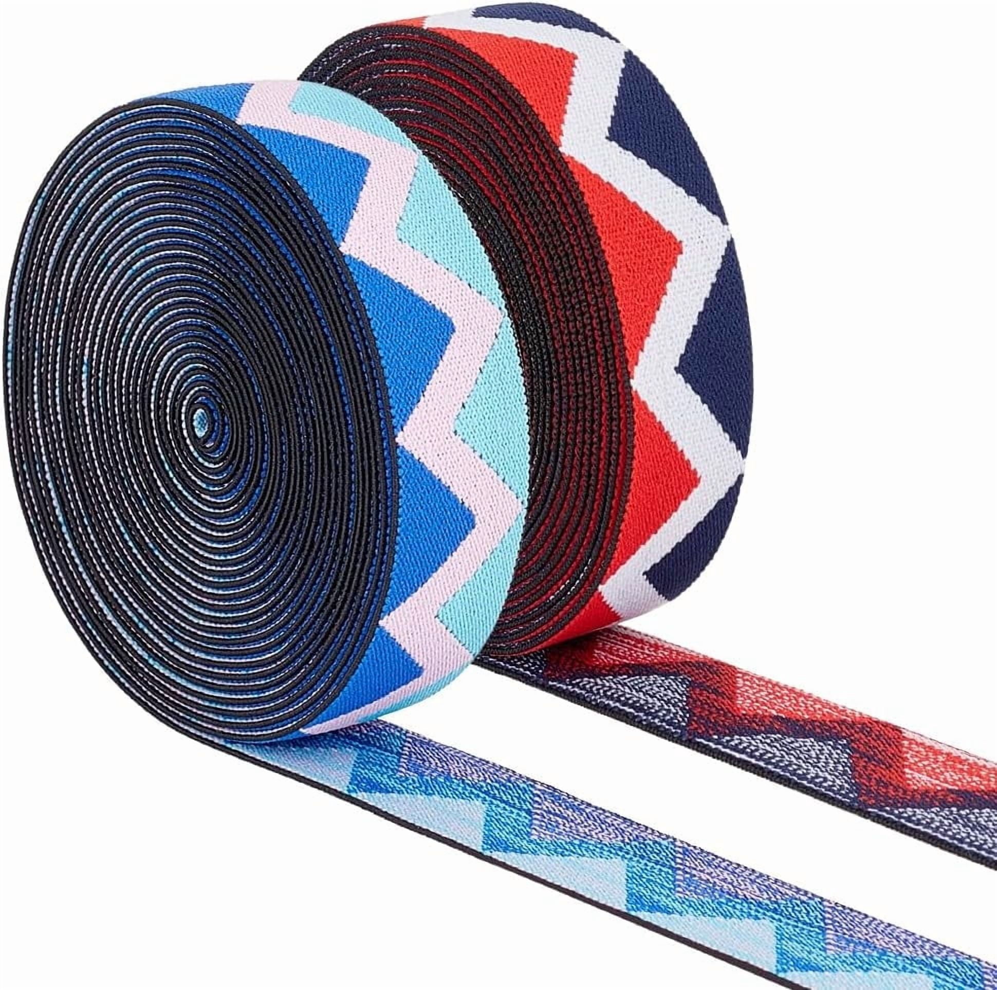 2Colors Wide Elastic Band 10 Yards x 1 Inch Elastic Fibre Colorful High