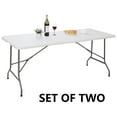 thumbnail image 1 of 2X 6' Folding Table Plastic Fold-in-Half Picnic Table w/ Handle Rectangular, 1 of 9