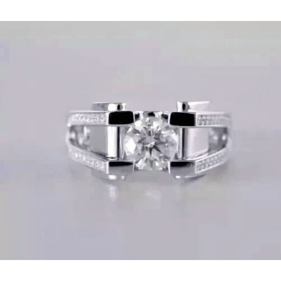 2Ct 14K White Gold Plated Round Cut Lab Created Diamond Men's Wedding Band Ring