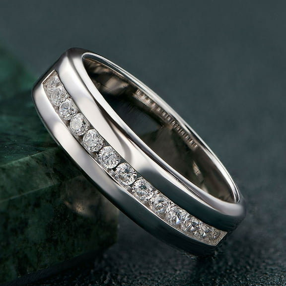 2Ct 14K White Gold Plated Round Cut Lab Created Diamond Men's Wedding Band Ring