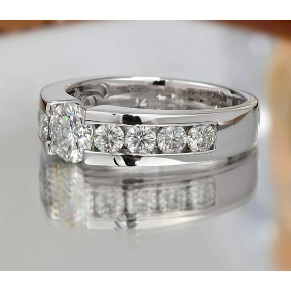 2Ct 14K White Gold Plated Round Cut Lab Created Diamond Men's Wedding Band Ring