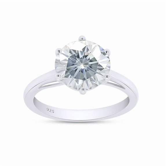 2Ct 8MM Round Cut Diamond Lab Created Solitaire Engagement Wedding Ring ...