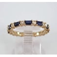 thumbnail image 1 of 2Ct Baguette Cut Simulated Blue Sapphire Eternity Women's Wedding Band Ring 14K Yellow Gold Plated 925 Silver, 1 of 5