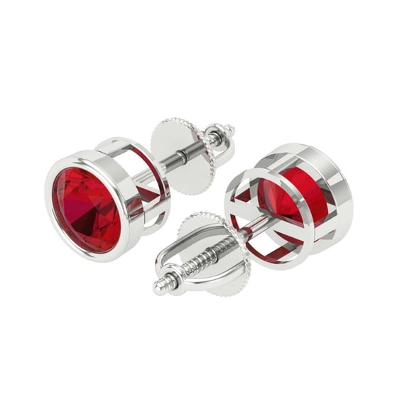 2Ct Brilliant Round Cut Solitaire Studs Ruby 18K White Solid Solid Gold Everyday Dainty Earrings Screw Back