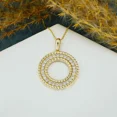 thumbnail image 1 of 2Ct Circle Shape Lab-Created Diamond Pendant Necklace in 14k Yellow Gold Plated, 1 of 2