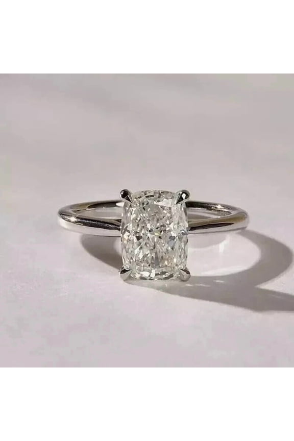 2Ct Cushion Cut Lab-Created Diamond Wedding Ring 14K White Gold Plated