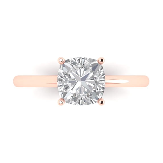 Solitaire Engagement Ring for Women - 2ct Moissanite in 14K Rose Gold Promise Ring