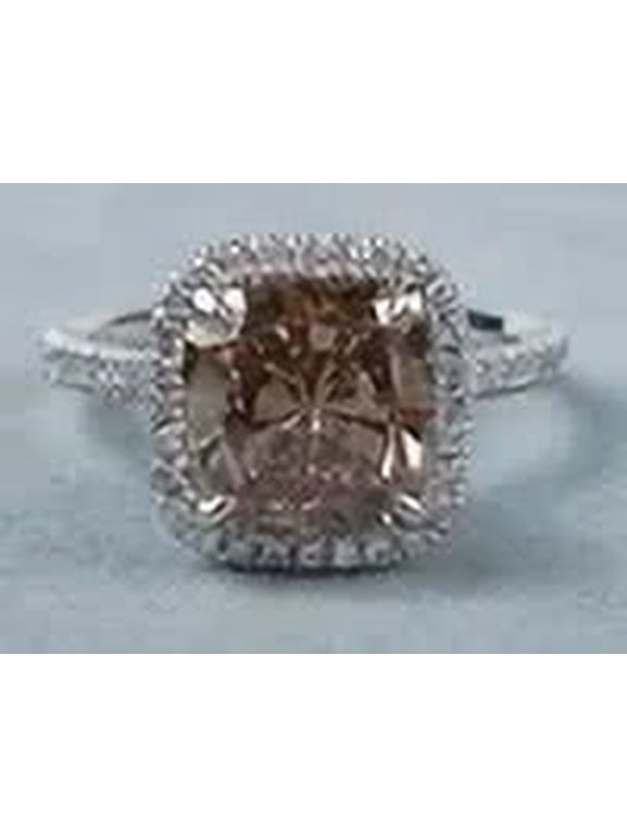 2Ct Cushion Simulated Chocolate Engagement Wedding Ring 14K White Gold Finish