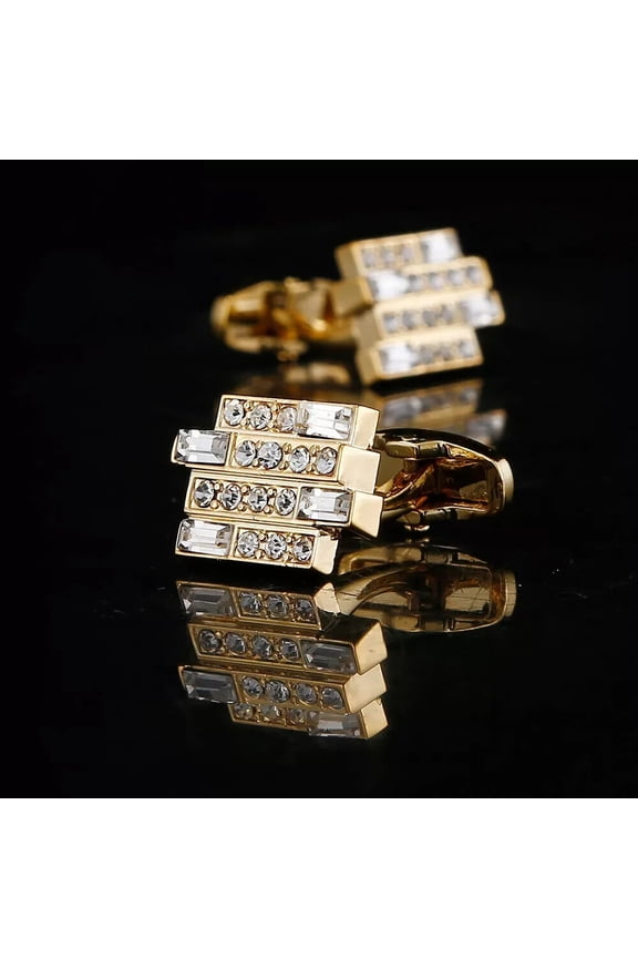 2Ct Diamond Men Round Cut Simulated Cufflinks Jewelry Cuff Link of Shirt Links 14K Yellow Gold Plated