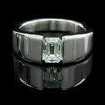 thumbnail image 1 of 2Ct Emerald Cut Lab-Created Diamond Men's Engagement Ring 14K White Gold Plated Silver, 1 of 3