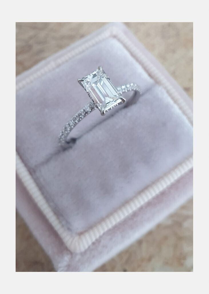2Ct Emerald Cut Moissanite (VVS1/D) 14K White Gold Solitaire Ring for Women Gifts/Wedding/Engagement