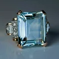 thumbnail image 1 of 2Ct Emerald Cut Simulated Blue Aquamarine Solitaire Women's Engagement Ring 14k Yellow Gold Plated 925 Sterling Silver, 1 of 4