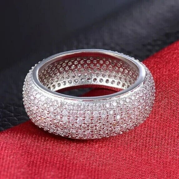 2Ct Eternity Wedding Band Ring Round Cut Simulated Diamond 14K White Gold Plated