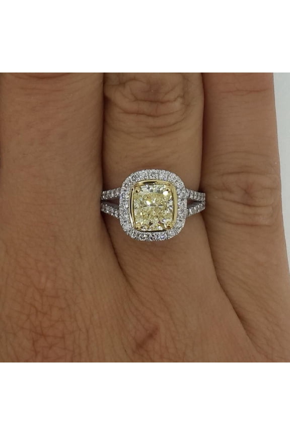 2Ct Halo Split Shank Radiant Cut Diamond Engagement Ring VVS1 H White Gold 14k