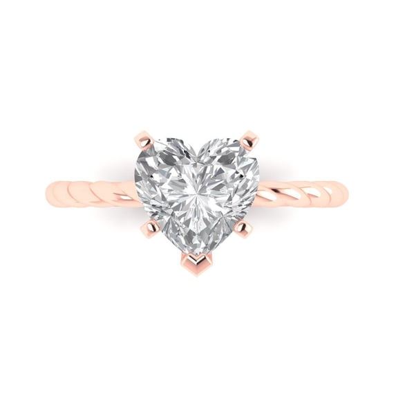 Solitaire Engagement Ring for Women - 2ct Moissanite in 14K Rose Gold Promise Ring