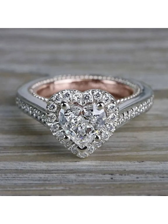 2Ct Heart Cut Simulated Diamond Women's Engagement Heart Shape Gift Ring 14K White Gold Plated