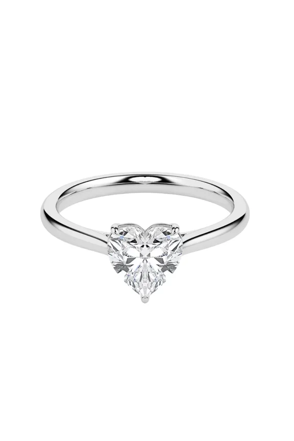 2Ct Heart Cut Solitaire Moissanite Women's Beautiful Rings For Engagement in 14K White Gold Plated