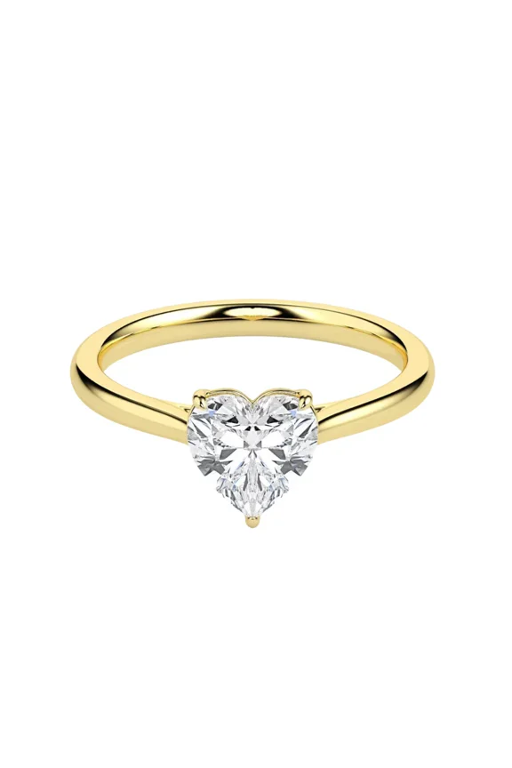 2Ct Heart Cut Solitaire Moissanite Women's Ring 14K Yellow Gold Plated