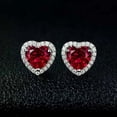 thumbnail image 1 of 2Ct Heart Lab-Created Diamond Red Ruby Stud Earrings 14k White Gold Plated, 1 of 4