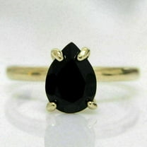 2Ct Lab Created Black Diamond Pear Cut Women's Solitaire Fancy & Beauty Ring 14K Yellow Gold Plated