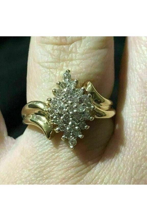 2Ct Lab Created Diamond Cluster Engagement Ring in 14k Yellow Gold Plating