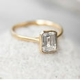 thumbnail image 1 of 2Ct Lab Created Diamond Emerald Cut Solitaire Bezel Set Engagement Cute Ring 14K Yellow Gold Plated, 1 of 3