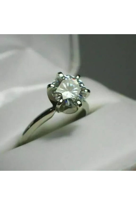 2Ct Lab Created Diamond Round Cut Solitaire Engagement Ring 14k White Gold Plated