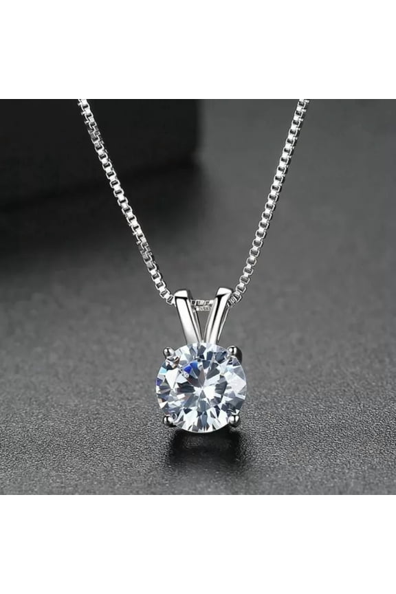 2Ct Lab Created Diamond Round Cut Solitaire Gift Pendant 14K White Gold Plated