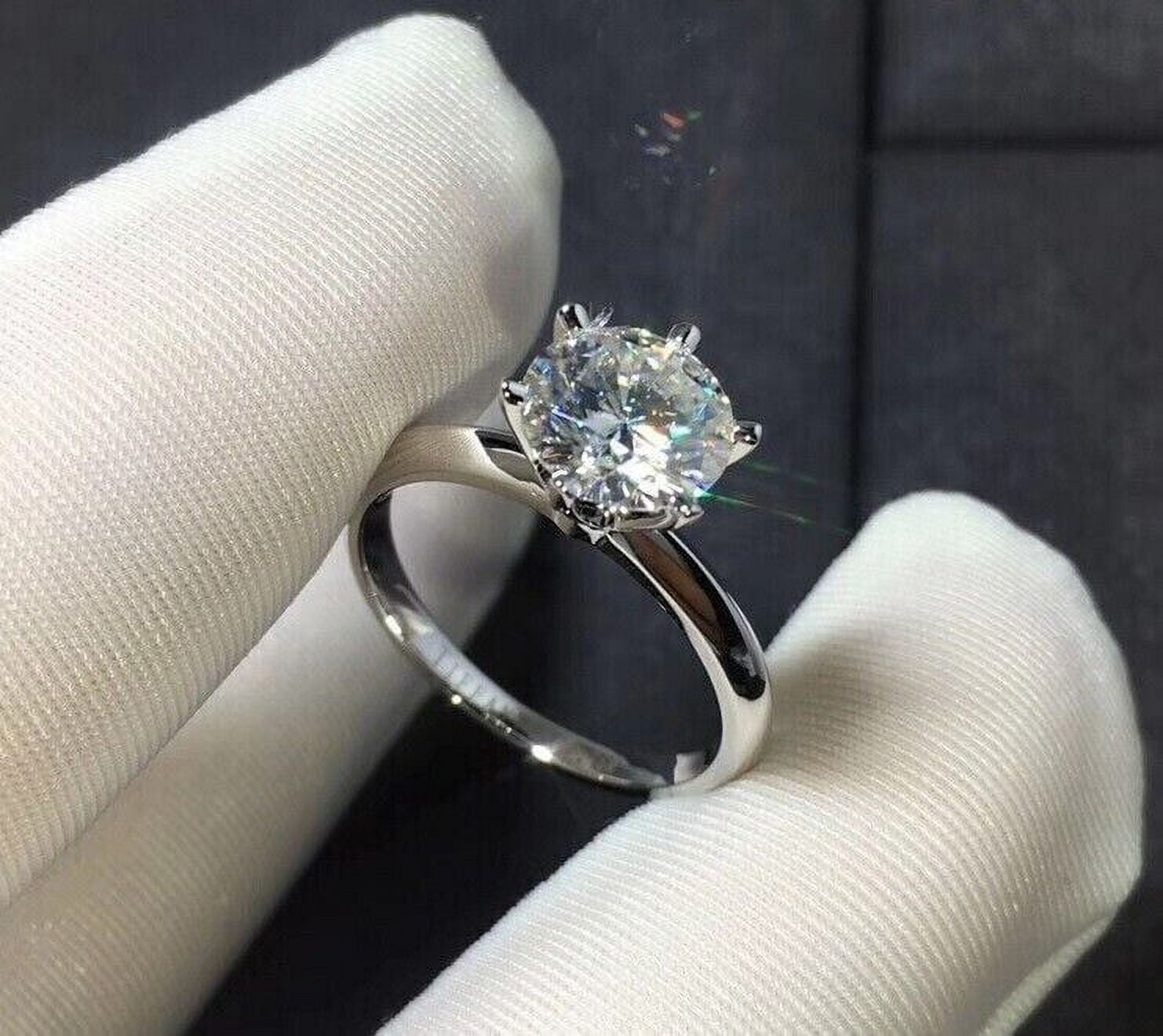 2Ct Lab Created Diamond Round Cut Solitaire Women's Ring 14K White Gold ...