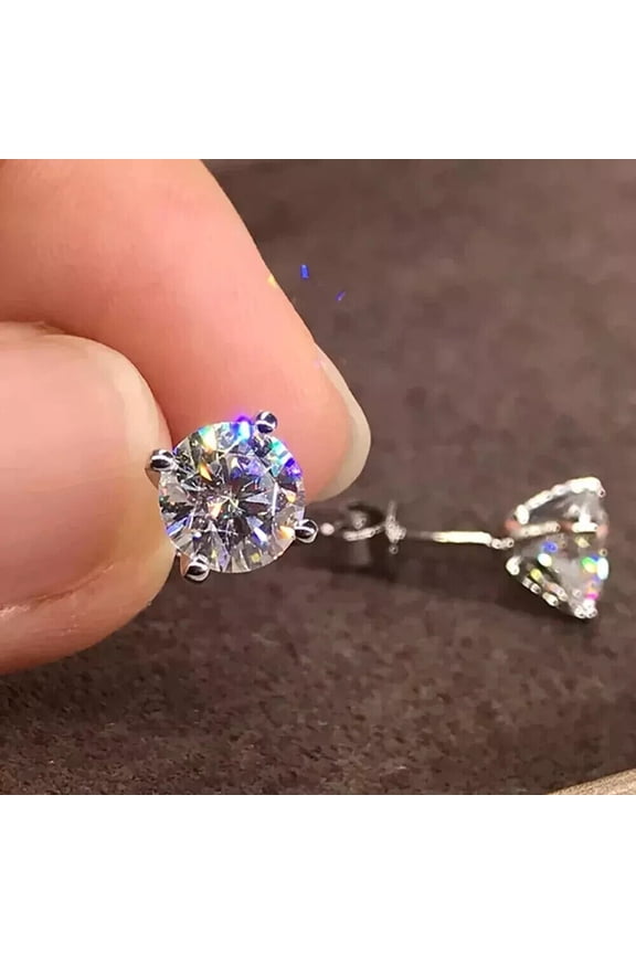 2Ct Lab Created Diamond Round Cut Women's Pretty & Fancy Stud Earring 14K White Gold Plated