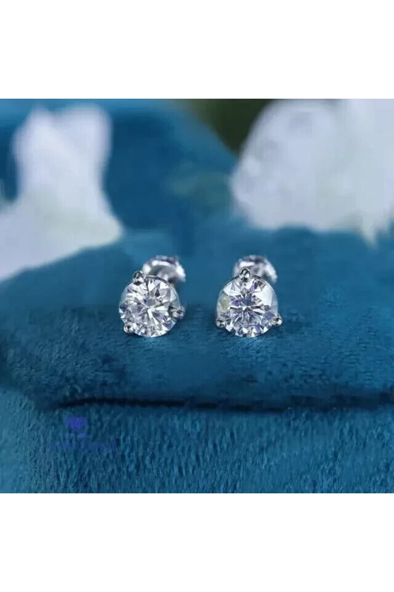 2Ct Lab Created Diamond Round Cut Women's Stud Earrings 14K White Gold Plated