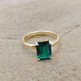 thumbnail image 1 of 2Ct Lab Created Emerald Solitaire Ring Emerald Cut 14K Yellow Gold Plated, 1 of 5