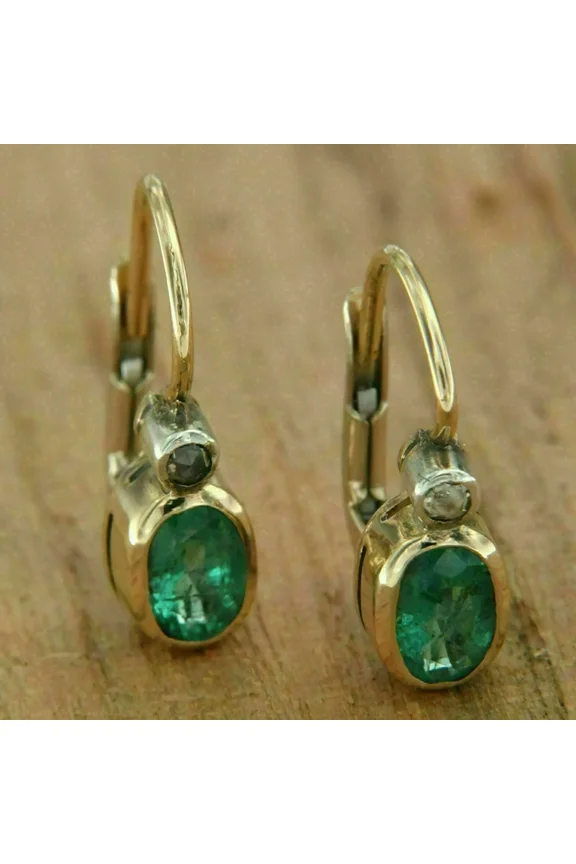 2Ct Lab Created Emerald Women's Drop Dangle Earrings 14K Yellow Gold Plated