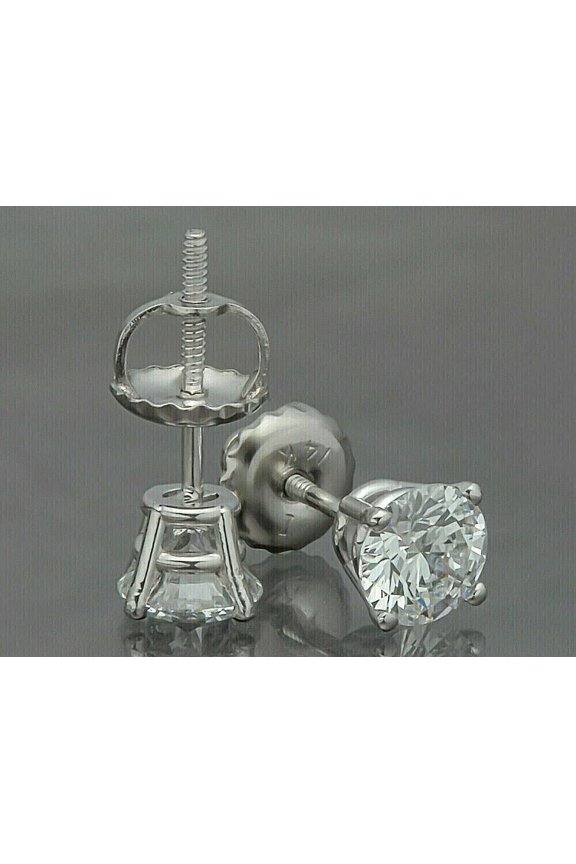 2Ct Lab Created Round Cut Diamond Women's Stud Earrings 14K White Gold Plated
