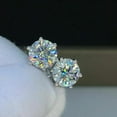 thumbnail image 1 of 2Ct Lab Created Round Moissanite Solitaire Stud Earrings 14K White Gold Plated, 1 of 2
