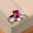thumbnail image 1 of 2Ct Lab Created Ruby Emerald Cut Solitaire Engagement Ring 14K White Gold Plated, 1 of 4