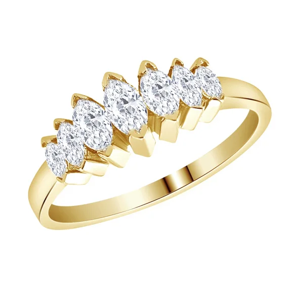 2Ct Marquise Cut Eternity Wedding Band Ring in 14K Yellow Gold Plated