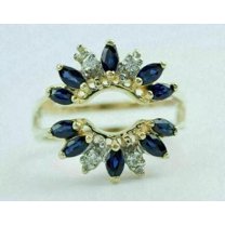 2Ct Marquise Cut Lab Created Blue Sapphire Wedding Enhancer Ring 14k Yellow Gold Plated