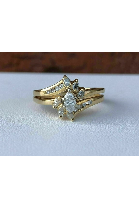 2Ct Marquise Cut Lab Created Diamond Engagement Ring 14k Yellow Gold Plated