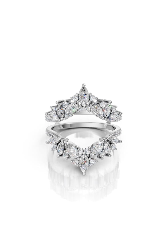 2Ct Marquise Cut Lab Created Diamond Women Enhancer Wrap Guard Ring 14K White Gold Plated