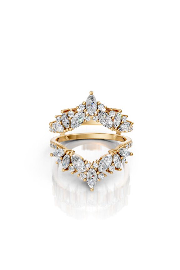 2Ct Marquise Cut Lab Created Diamond Women Enhancer Wrap Guard Ring 14K Yellow Gold Plated